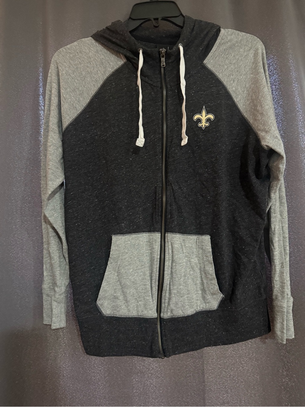 Nike Saints Black and Gray Zip Hoodie with Fleur-de-Lis Patch